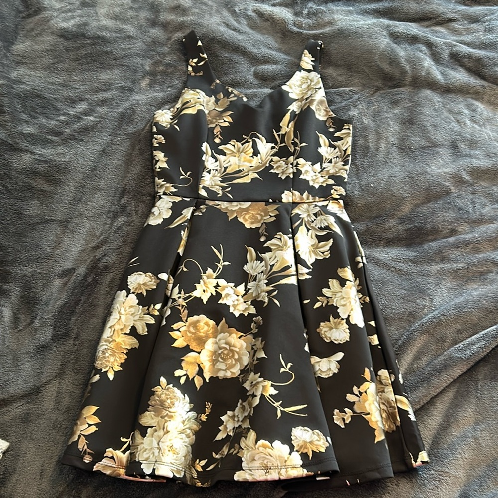 Gold Floral Dress